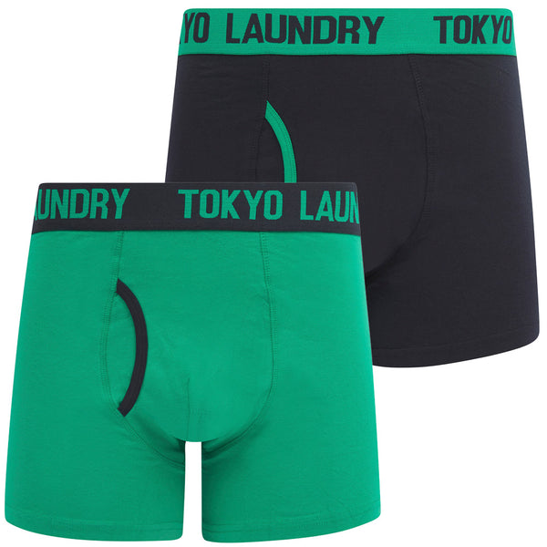 Budworth (2 Pack) Boxer Shorts Set in Sky Captain Navy / Deep Green - Tokyo Laundry