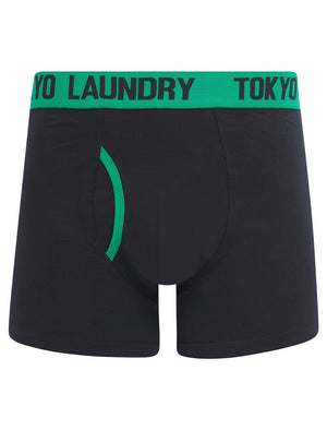 Budworth (2 Pack) Boxer Shorts Set in Sky Captain Navy / Deep Green - Tokyo Laundry