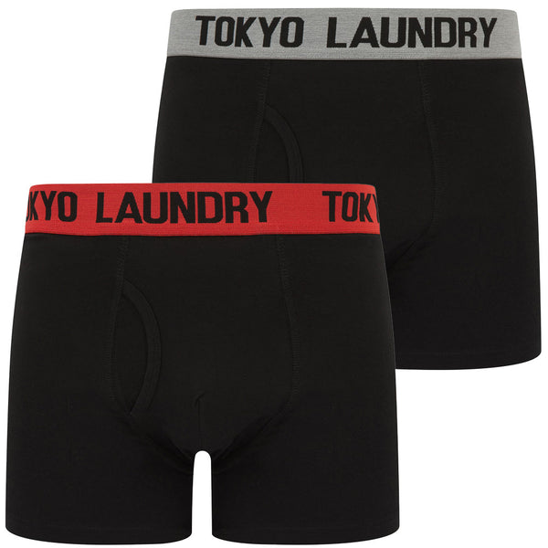 Marthem 2 (2 Pack) Boxer Shorts Set in Light Grey Marl / Poppy Red - Tokyo Laundry