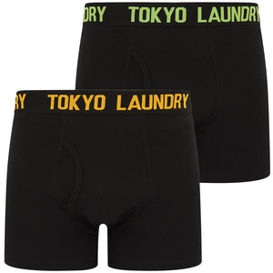 Walkers 2 (2 Pack) Boxer Shorts Set in Opaline Green / Blazing Orange - Tokyo Laundry