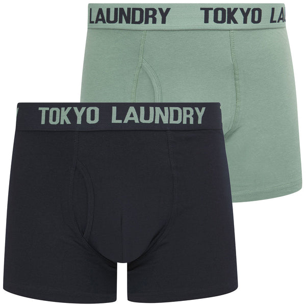 Sanak (2 Pack) Boxer Shorts Set in Chinois Green / Sky Captain Navy - Tokyo Laundry