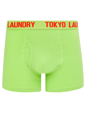 Hillside 2 (2 Pack) Boxer Shorts Set in Opaline Green / Poppy Red - Tokyo Laundry