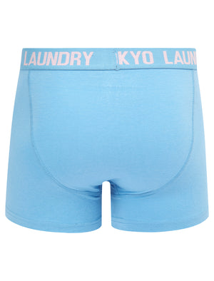 Hillside 2 (2 Pack) Boxer Shorts Set in Blissful Blue / Pink Nectar - Tokyo Laundry