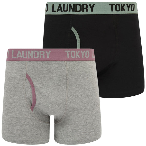 Rosman (2 Pack) Boxer Shorts Set in Chinois Green / Grapeade - Tokyo Laundry