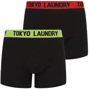 Marthem 3 (2 Pack) Boxer Shorts Set in Poppy Red / Opaline Green - Tokyo Laundry