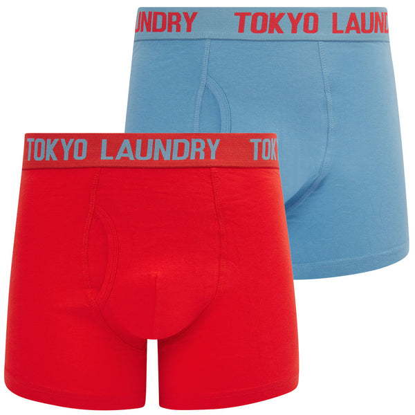 Etton (2 Pack) Boxer Shorts Set in Blissful Blue / Poppy Red - Tokyo Laundry