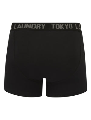 Tona (5 Pack) Cotton Boxer Shorts Set in Black - Tokyo Laundry