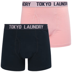 Whiston (2 Pack) Boxer Shorts Set in Pink Nectar / Sky Captain Navy - Tokyo Laundry