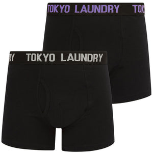 Weymouth (2 Pack) Boxer Shorts Set in Dahlia Purple / Light Grey Marl - Tokyo Laundry