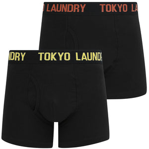 Weymouth (2 Pack) Boxer Shorts Set in Hot Coral / Sunshine - Tokyo Laundry