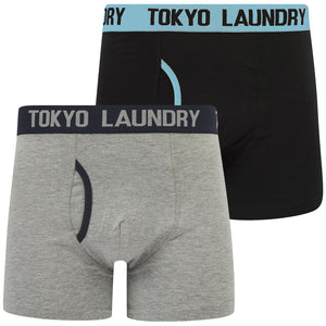 Wilton (2 Pack) Boxer Shorts Set in Blue Bell / Sky Captain Navy - Tokyo Laundry