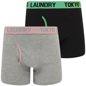 Wilton (2 Pack) Boxer Shorts Set in Dusty Jade Green / Moonlite Mauve - Tokyo Laundry