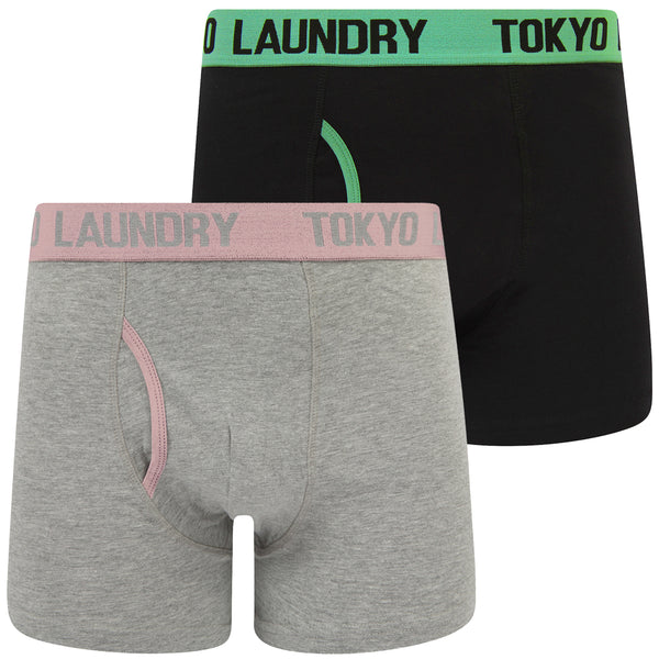 Klein (2 Pack) Boxer Shorts Set in Dusty Jade Green / Moonlite Mauve - Tokyo Laundry
