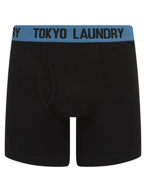 Jack (2 Pack) Long Length Boxer Shorts Set in Jet Stream White / Quiet Harbor Blue - Tokyo Laundry