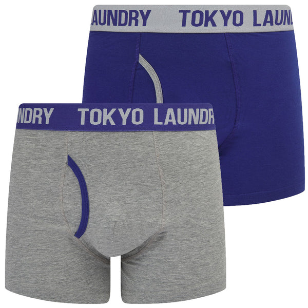 Ken (2 Pack) Boxer Shorts Set in Light Grey Marl / Spectrum Blue - Tokyo Laundry