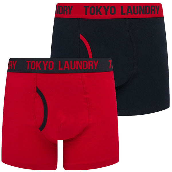 Ken (2 Pack) Boxer Shorts Set in Chinese Red / Sky Captain Navy - Tokyo Laundry