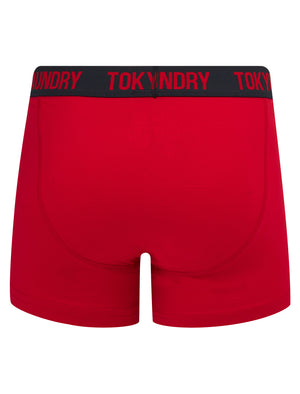 Ken (2 Pack) Boxer Shorts Set in Chinese Red / Sky Captain Navy - Tokyo Laundry