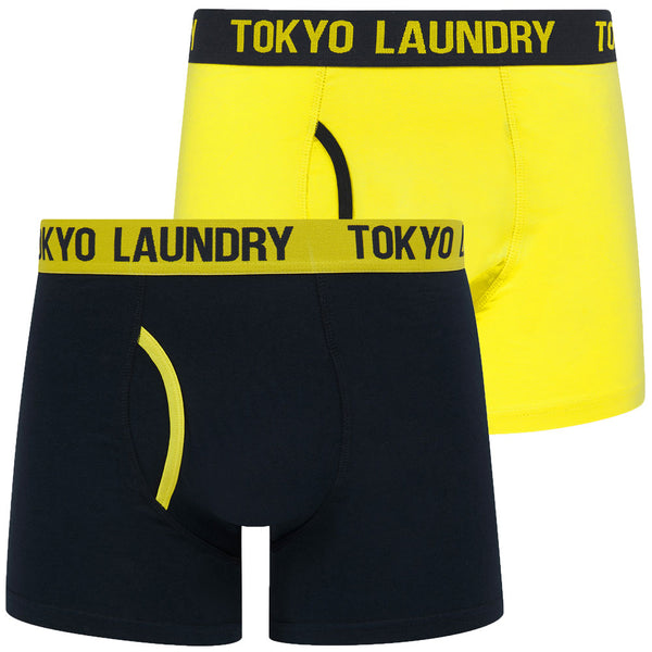 Whitehead 2 (2 Pack) Boxer Shorts Set in Blazing Yellow / Sky Captain Navy - Tokyo Laundry