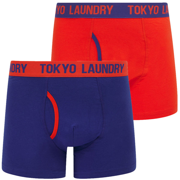 Whitehead 2 (2 Pack) Boxer Shorts Set in Cherry Tomato / Spectrum Blue - Tokyo Laundry