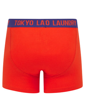 Whitehead 2 (2 Pack) Boxer Shorts Set in Cherry Tomato / Spectrum Blue - Tokyo Laundry