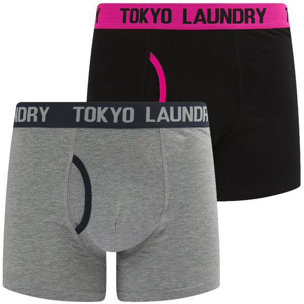 Wilton 2 (2 Pack) Boxer Shorts Set in Fuchsia Pink / Sky Captain Navy - Tokyo Laundry