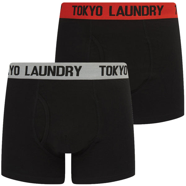 Nakos (2 Pack) Boxer Shorts Set in Cherry Tomato / Light Grey Marl - Tokyo Laundry