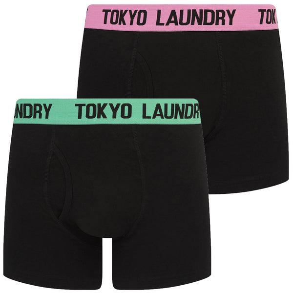 Nakos (2 Pack) Boxer Shorts Set in Sachet Pink / Dusty Jade Green - Tokyo Laundry