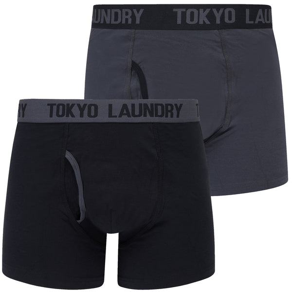Taio (2 Pack) Stretch Cotton Boxer Shorts Set in Odyssey Grey / Sky Captain Navy - Tokyo Laundry