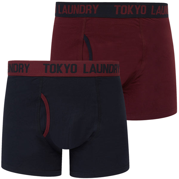 Tymon (2 Pack) Stretch Cotton Boxer Shorts Set in Tawny Port / Sky Captain Navy - Tokyo Laundry