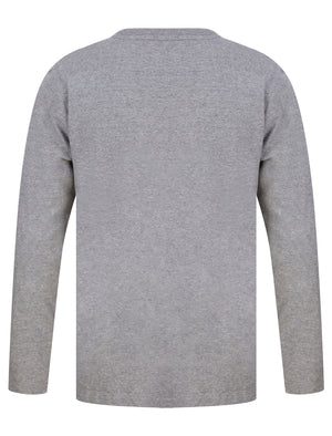 Glencoe 2pc Crew Neck Long Sleeve Cotton Checked Lounge Set in Mid Grey Marl - Tokyo Laundry