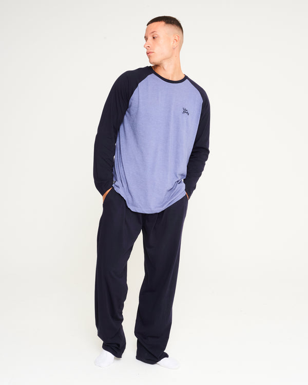 Tudor 2pc Long Sleeve Cotton Lounge Set in Denim Marl / Sky Captain Navy - Tokyo Laundry