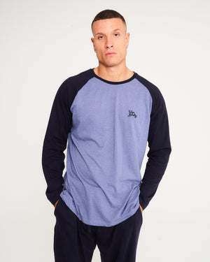 Tudor 2pc Long Sleeve Cotton Lounge Set in Denim Marl / Sky Captain Navy - Tokyo Laundry