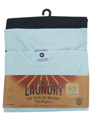 Jaiden 2-Piece Jersey Cotton T-Shirt and Shorts Lounge Set in Cashmere Blue Marl - Tokyo Laundry