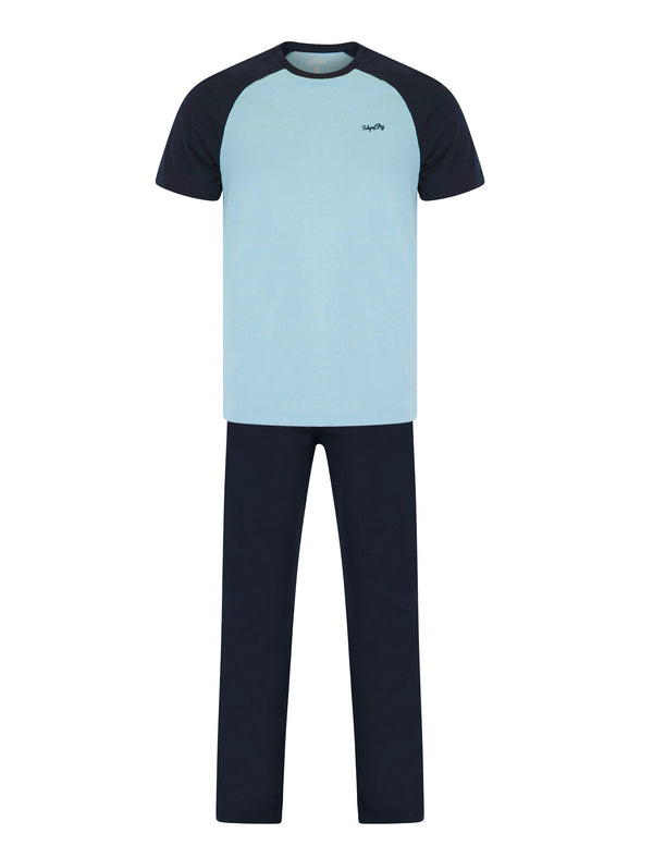 Jayce 2pc Short Sleeve Cotton Loungewear Pyjama Set in Cashmere Blue Marl - Tokyo Laundry