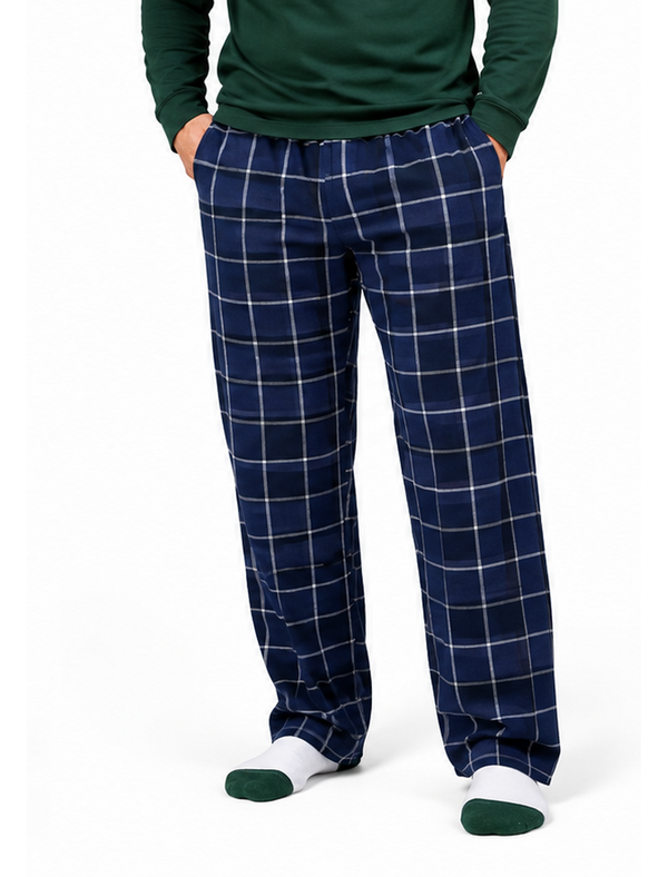 Tayos Brushed Flannel Checked Lounge Pants in Ocean Cavern - Tokyo Laundry