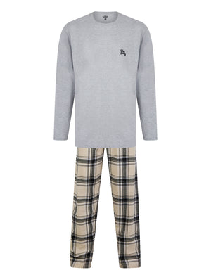 Dunow 2pc Long Sleeve Cotton Loungewear Pyjama Set in Mid Grey Marl - Tokyo Laundry