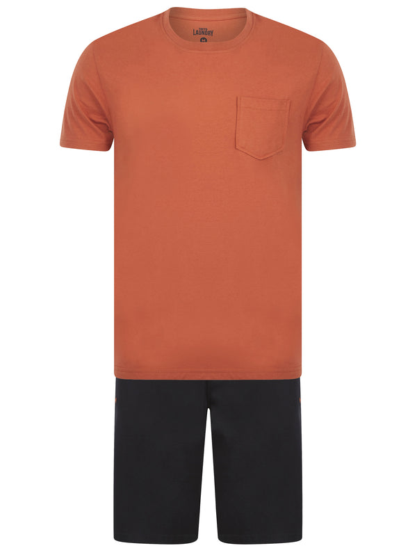 Jackman 2 Piece Jersey Cotton Crew Neck T-Shirt and Shorts Lounge Set in Copper Brown - Tokyo Laundry