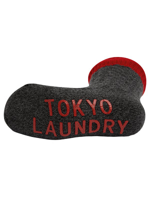 Scoresby Borg Lined Chunky Cable Knit Slipper Socks in Rococco Red - Tokyo Laundry