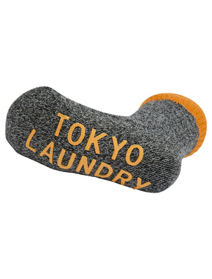 Scoresby Borg Lined Chunky Cable Knit Slipper Socks in Yolk Yellow - Tokyo Laundry