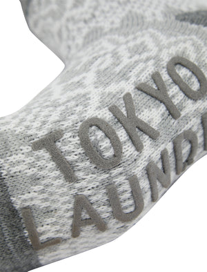 Atlantia Jacquard Fairisle Print Borg Lined Chunky Knit Slipper Socks in Grey - Tokyo Laundry