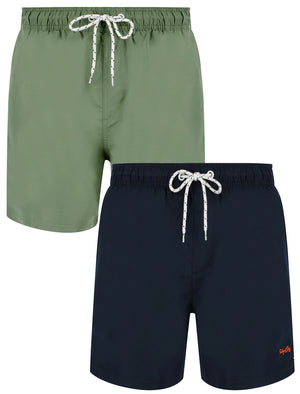 Stratum Classic (2 Pack) Swim Shorts in Sky Captain Navy / Sea Spray Green - Tokyo Laundry