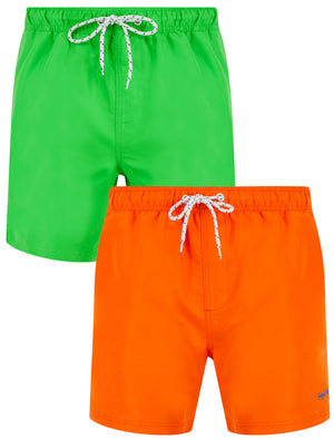 Stratum Classic (2 Pack) Swim Shorts in Poison Green / Puffin's Bill Orange - Tokyo Laundry