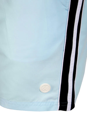 Lamia Twill Microfibre Swim Shorts with Side Stripes In Ice Water - Tokyo Laundry