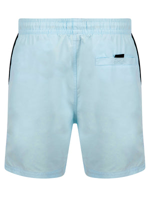 Lamia Twill Microfibre Swim Shorts with Side Stripes In Ice Water - Tokyo Laundry