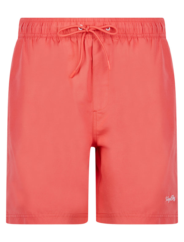 Namaste 4 Microfibre Twill Swim Shorts with Mesh Lining in Spiced Coral - Tokyo Laundry