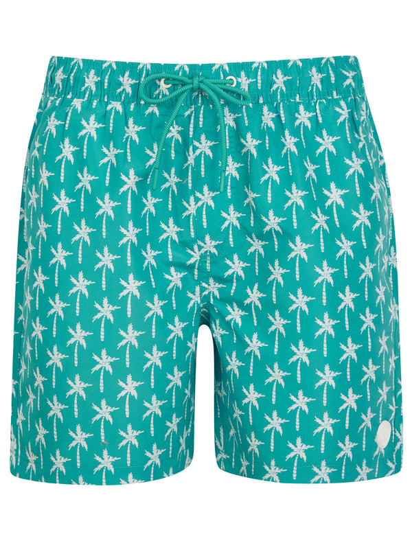 Tanix Tropical Print Microfibre Swim Shorts with Mesh Lining in Baltic Turq - Tokyo Laundry