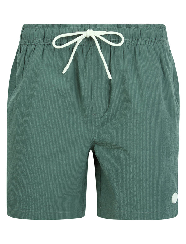 Byers Seersucker Stripe Microfibre Swim Shorts with Mesh Lining in Laurel Wreath - Tokyo Laundry