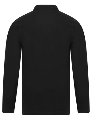 Landers Long Sleeve Cotton Jersey Polo Shirt in Jet Black - Tokyo Laundry
