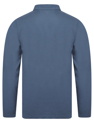 Landers Long Sleeve Cotton Jersey Polo Shirt in Vintage Indigo - Tokyo Laundry