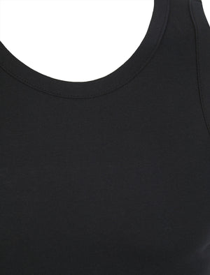 Albacore (3-Pack) Jersey Cotton Sleeveless Vest Tops in Sky Captain Navy / Light Grey Marl / Jet Black - Tokyo Laundry
